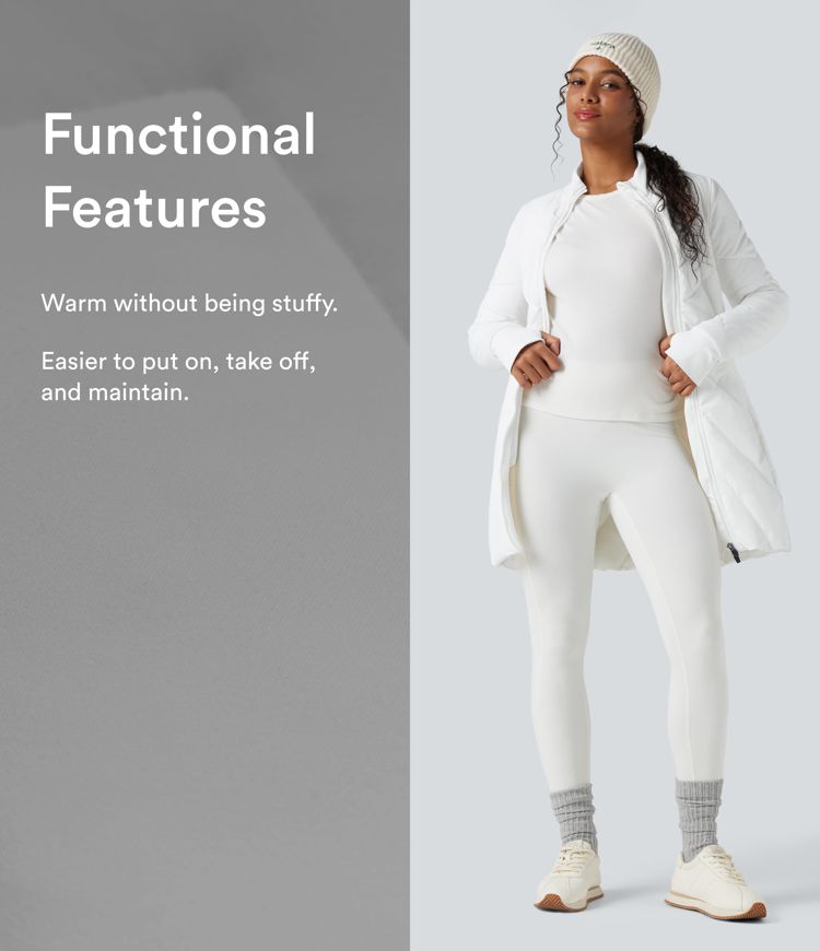 Gepolsterte Freizeitjacke mit Stehkragen, Doppelreißverschluss, Daumenlöchern und Taschen