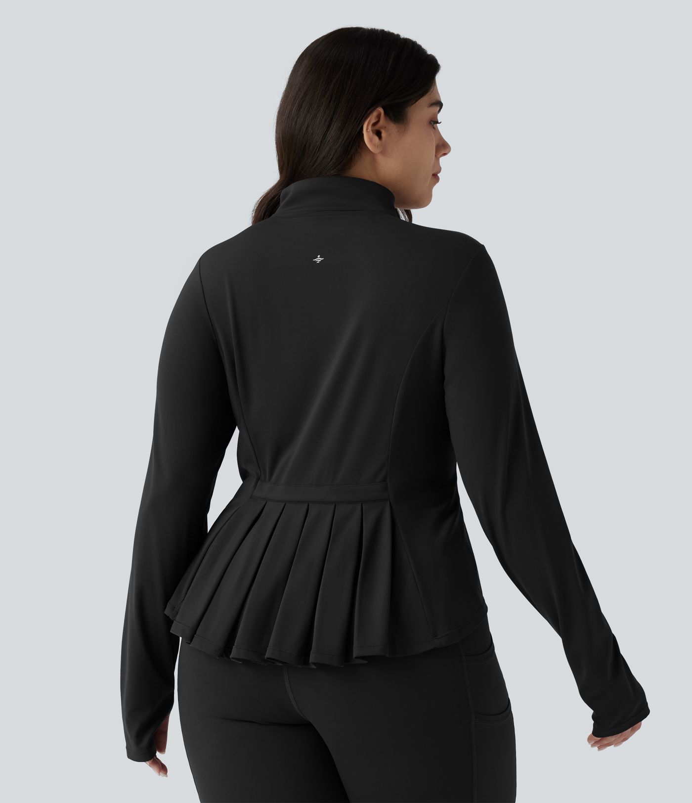 SoftlyZero™ Stand Collar Thumb Hole Pockets Pleated Zipper Slim Hiking Plus Size Jacket-UPF50+