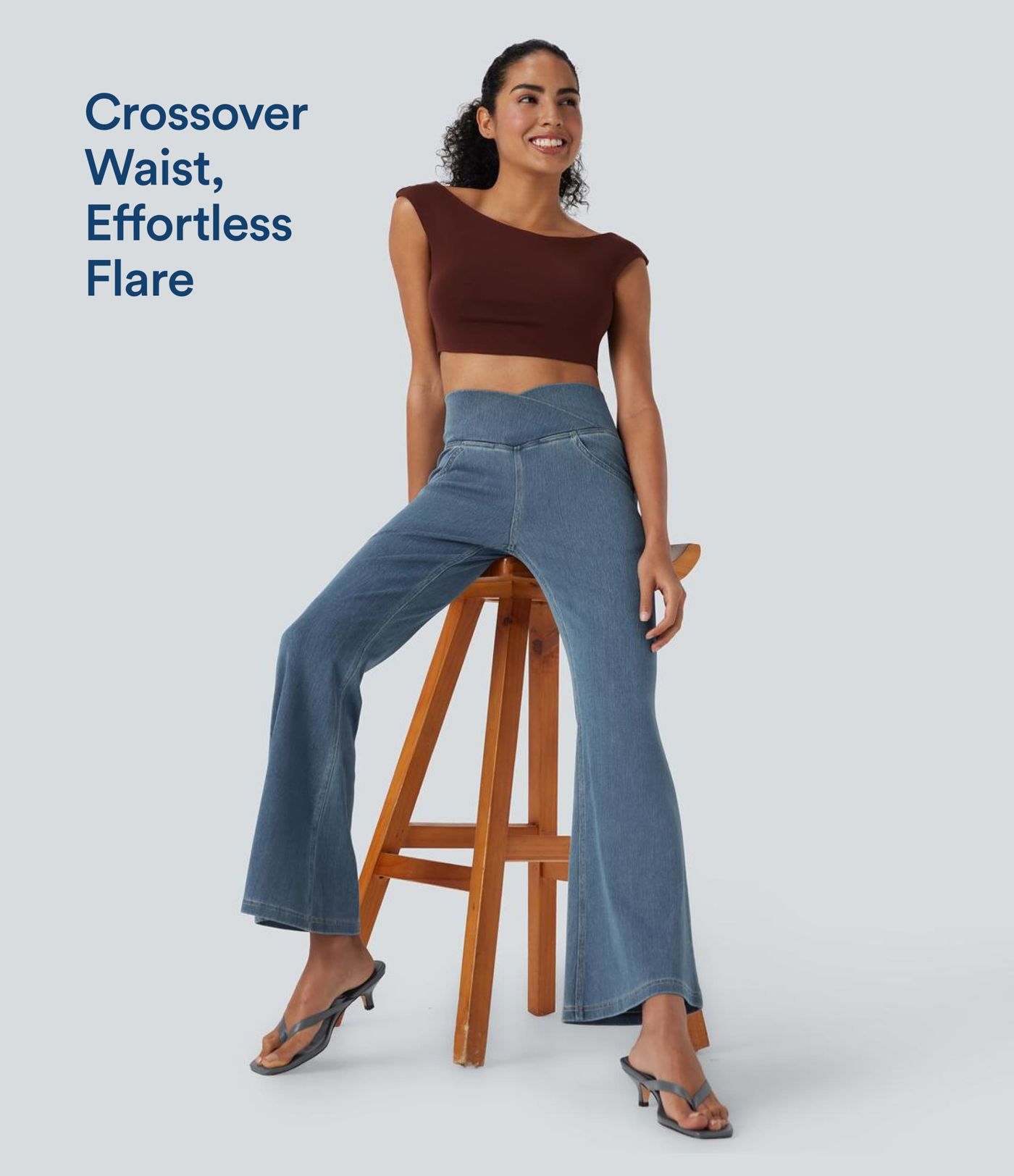 Halara Flex™ High Waisted Crossover Pocket Washed Casual Jeans