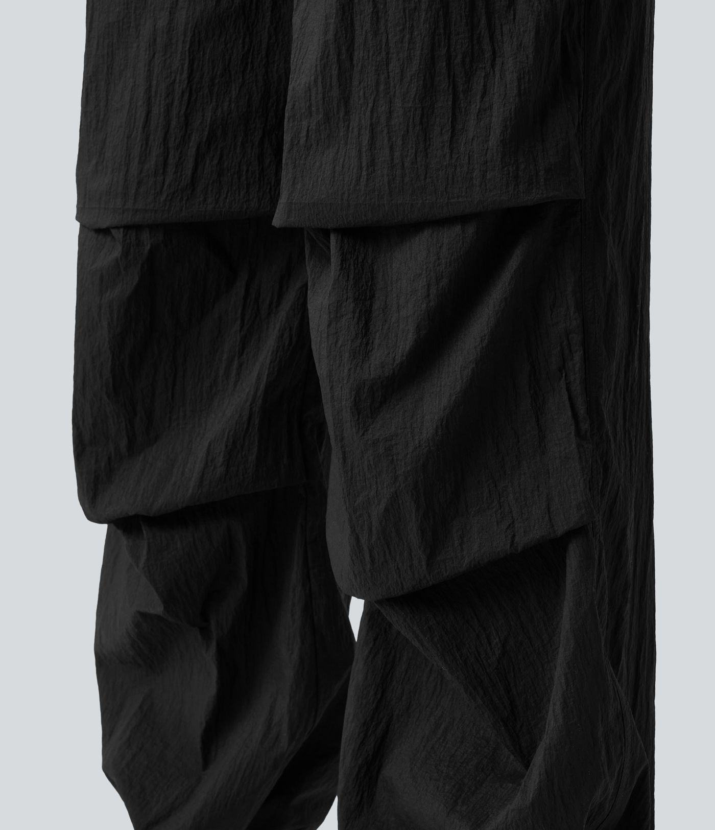 Lightweight Durable Water Repellent Mid Rise Straight Leg Casual Parachute Joggers with Pockets