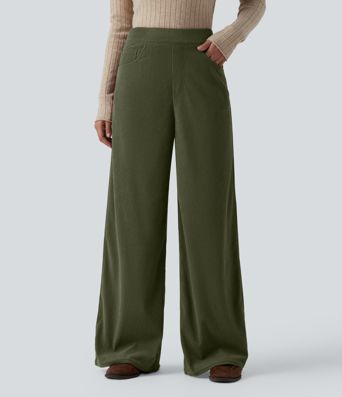 Halara Flex™ High Waisted Pockets Wide Leg Corduroy Work Pants