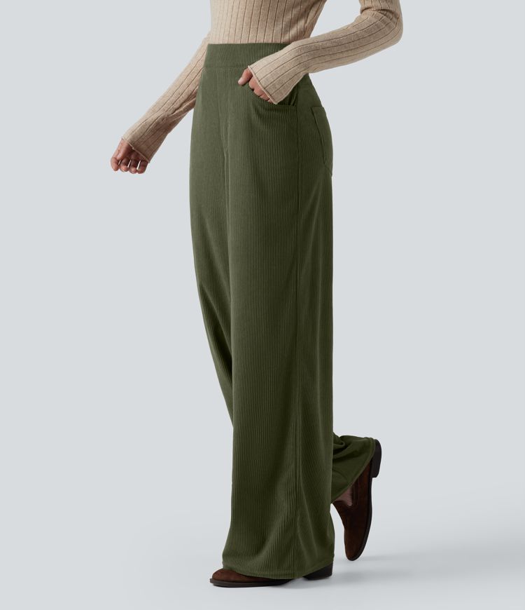 Halara Flex™ High Waisted Pockets Wide Leg Corduroy Work Pants