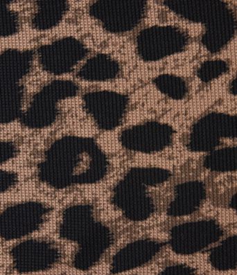 Lässiger Mini-Hosenrock mit hohem Bund, Leopardenmuster und Waffelstruktur