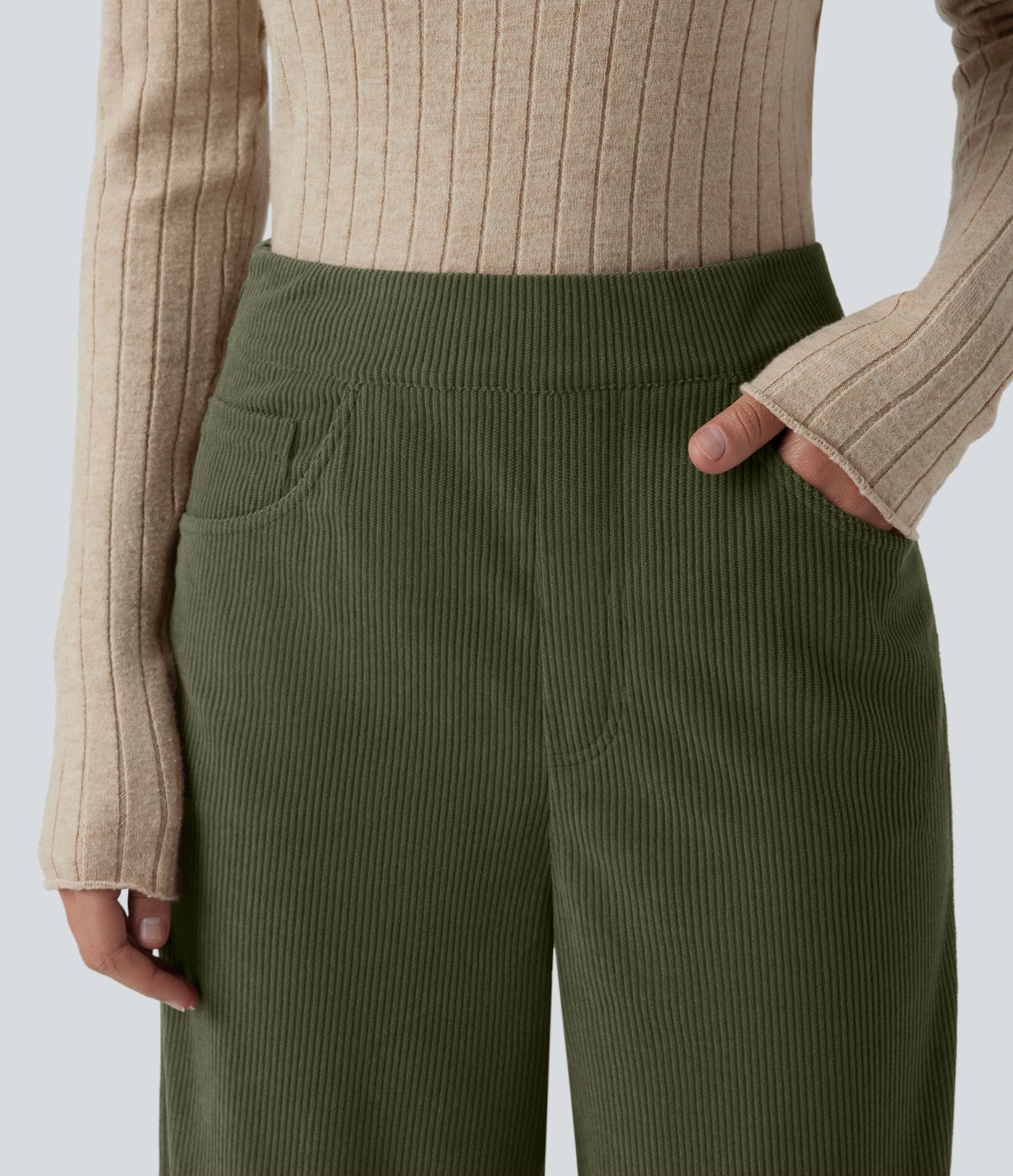 Halara Flex™ High Waisted Pockets Wide Leg Corduroy Work Pants