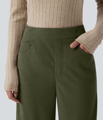 Halara Flex™ High Waisted Pockets Wide Leg Corduroy Work Pants