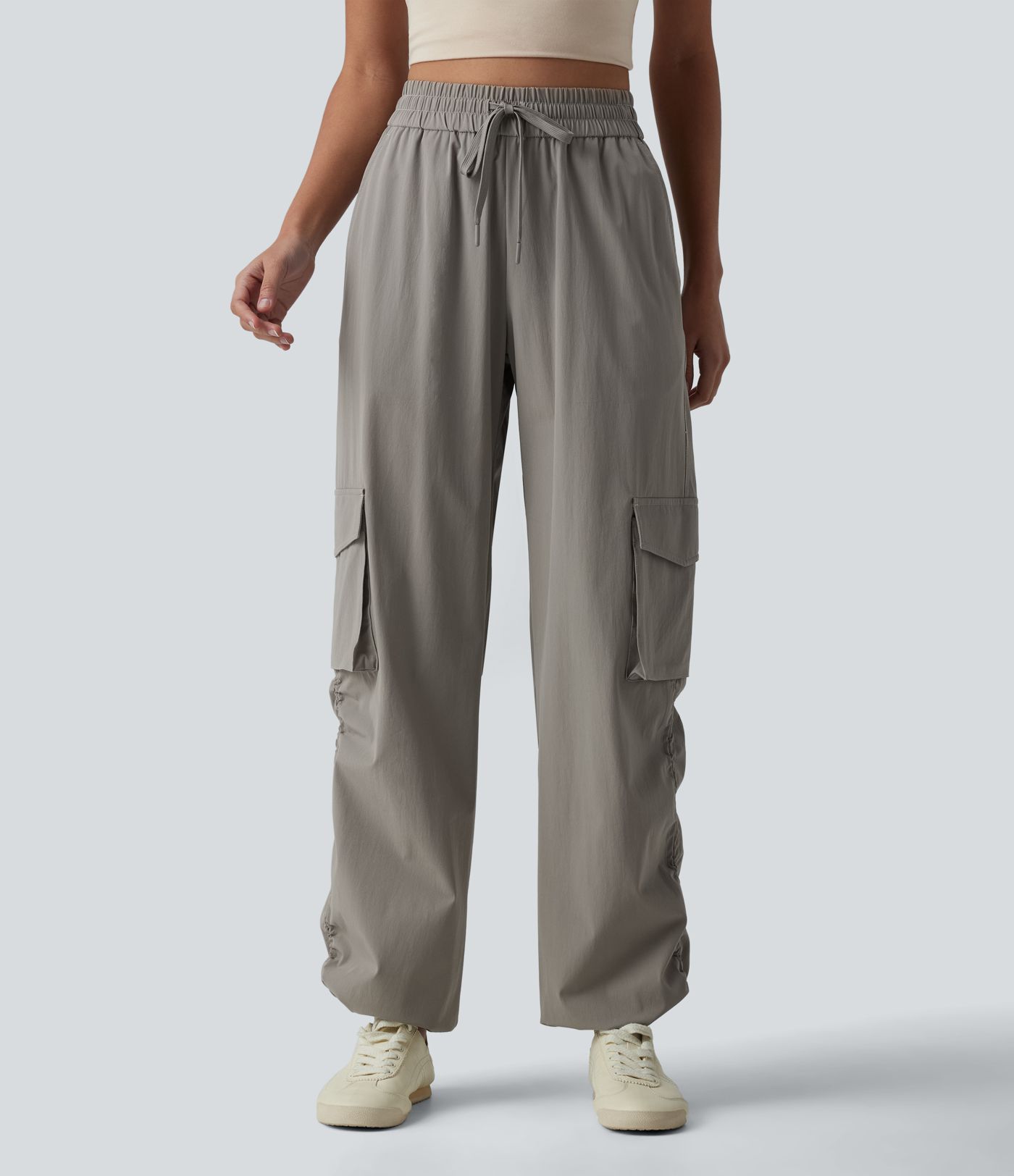 High Waisted Drawstring Casual Cargo Baggy Joggers with Pockets