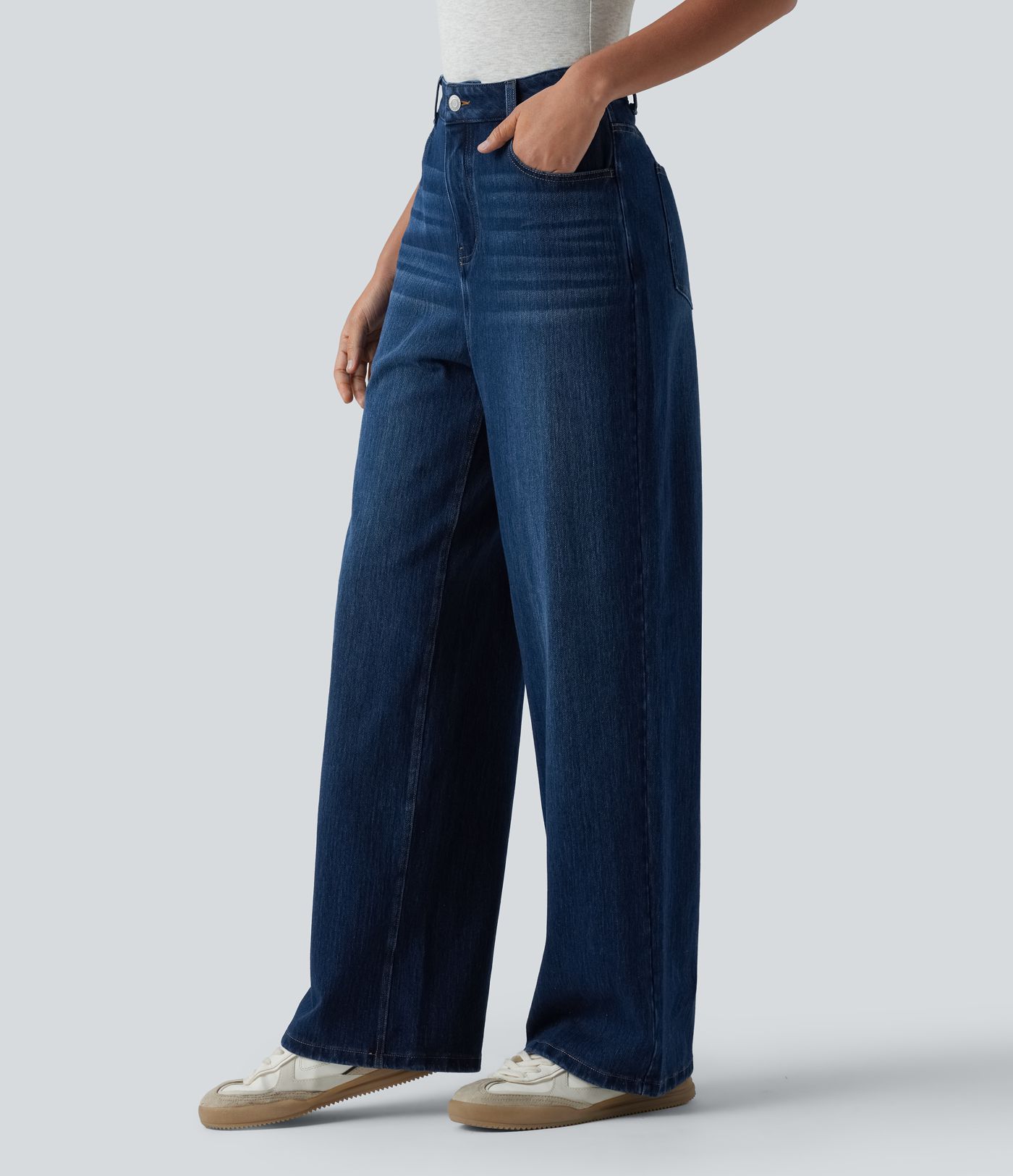 Halara Flex™ High Waisted Wide Leg Casual Jeans with Pockets