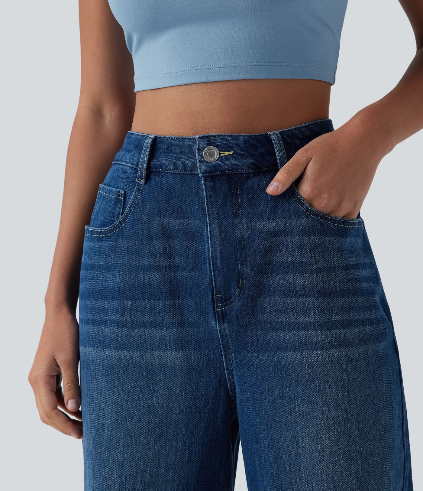 Halara Flex™ High Waisted Wide Leg Casual Jeans with Pockets