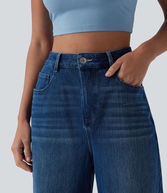 Halara Flex™ High Waisted Wide Leg Casual Jeans with Pockets