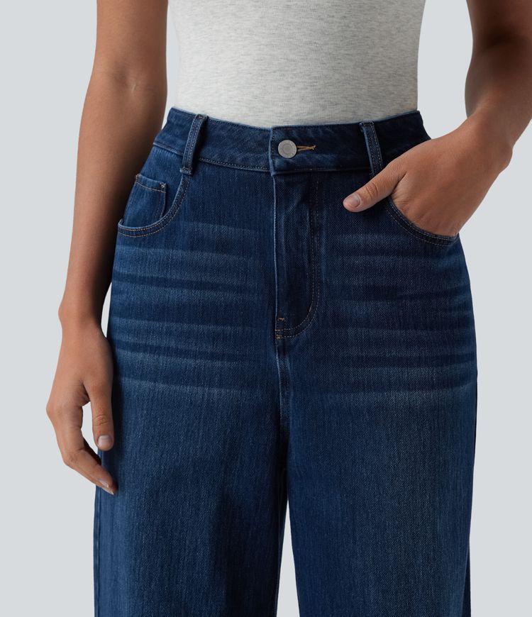 Halara Flex™ High Waisted Wide Leg Casual Jeans with Pockets