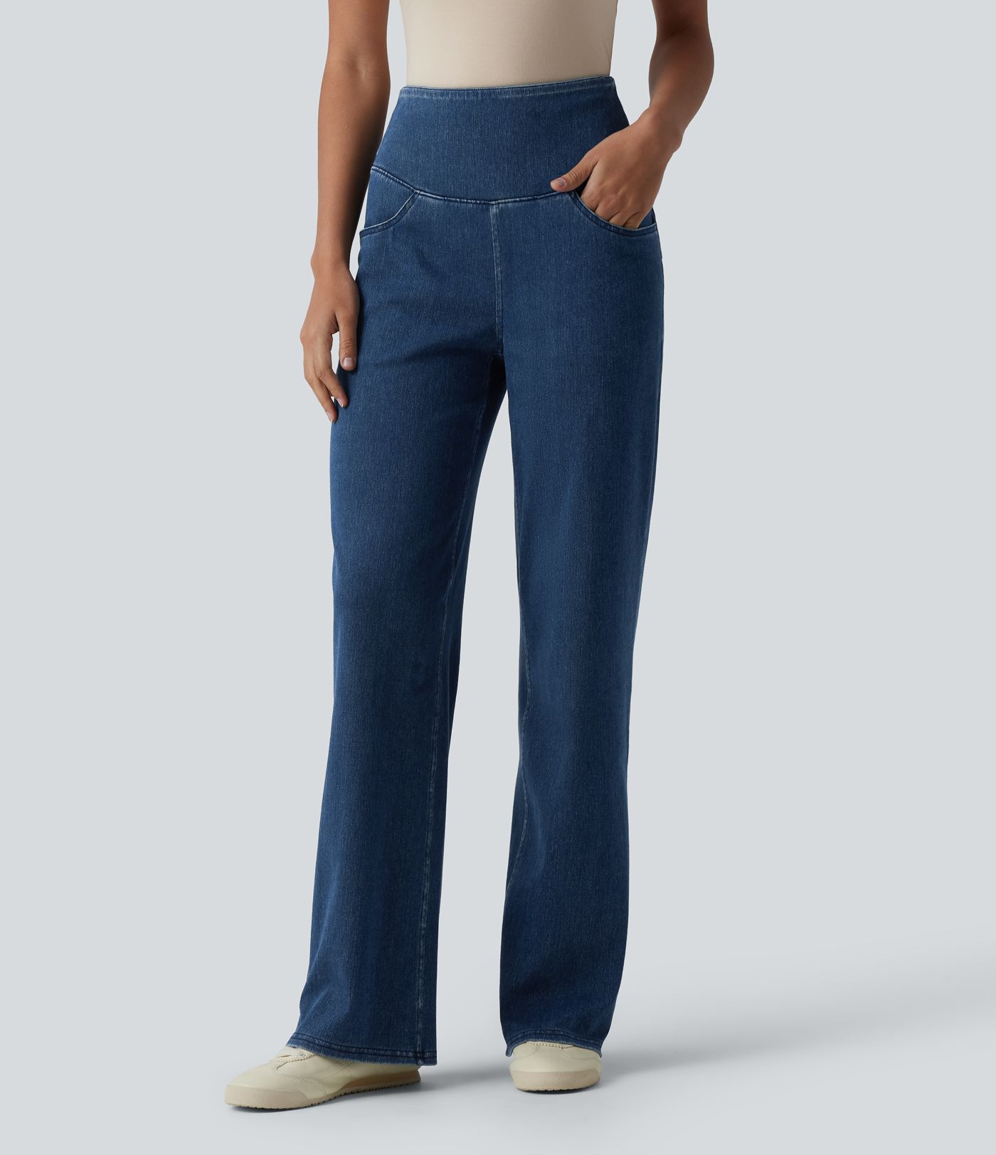 Halara Flex™ High Waisted Tummy Control Straight Leg Casual Jeans with Pockets