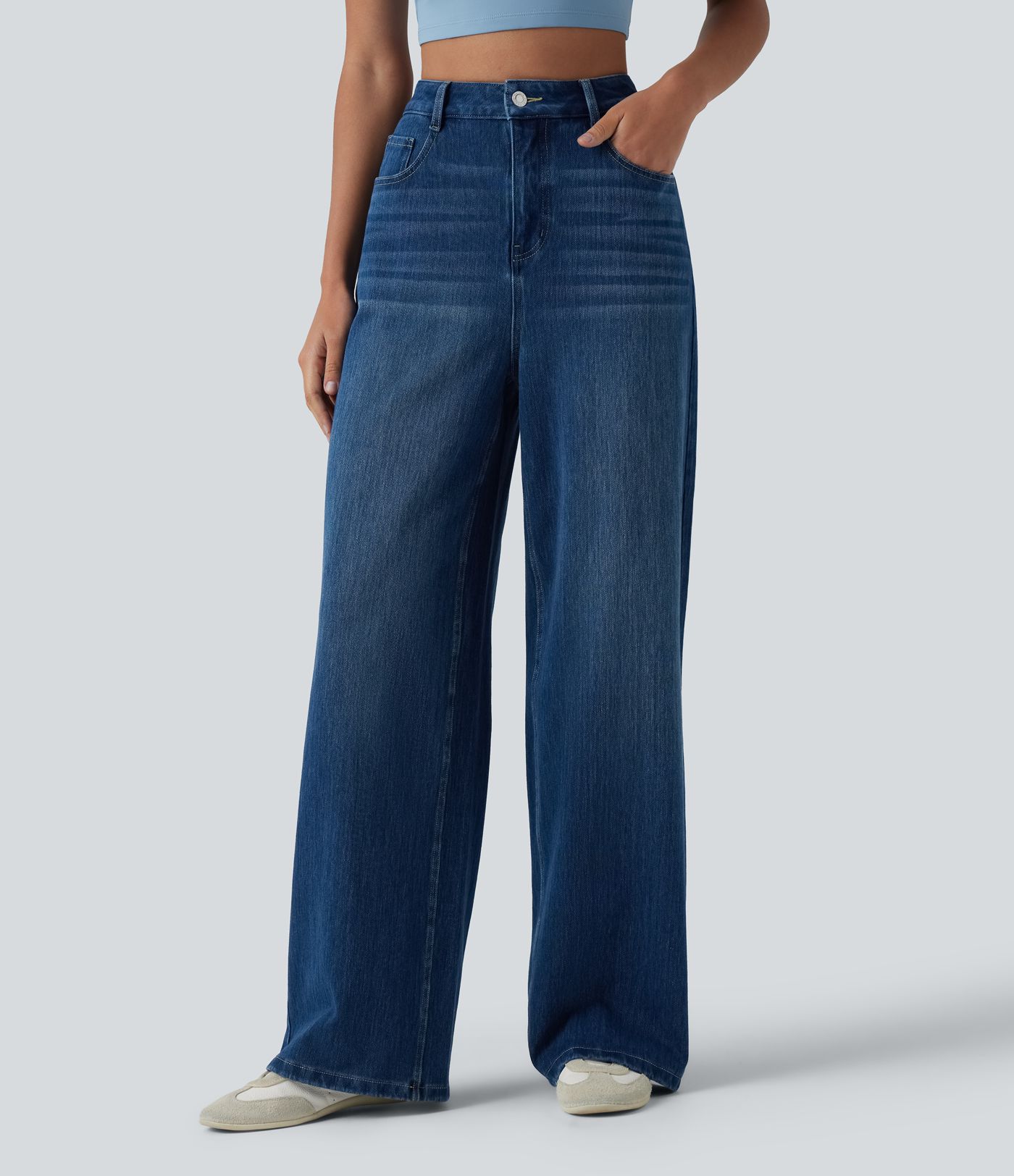 Halara Flex™ High Waisted Wide Leg Casual Jeans with Pockets