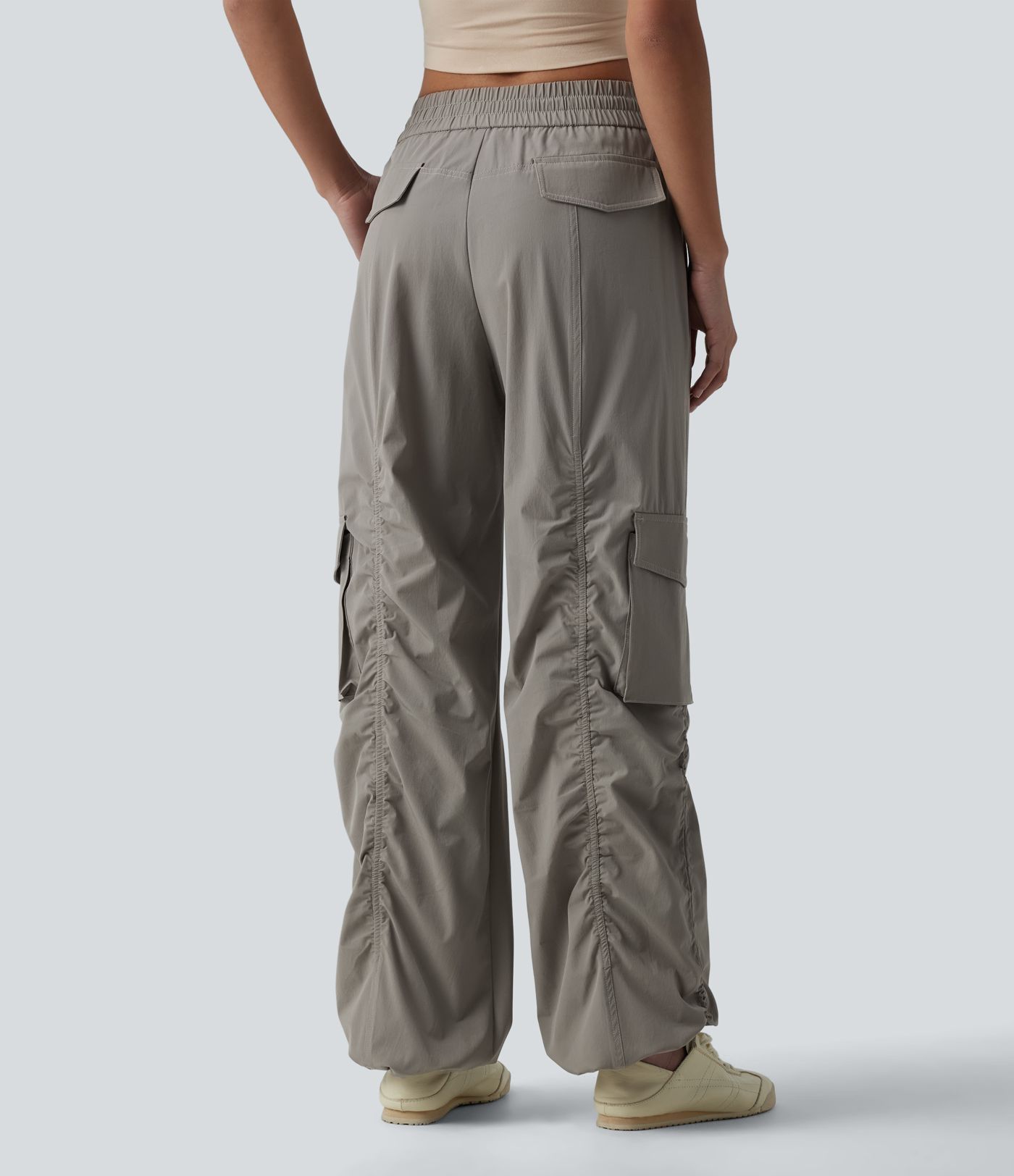 High Waisted Drawstring Casual Cargo Baggy Joggers with Pockets