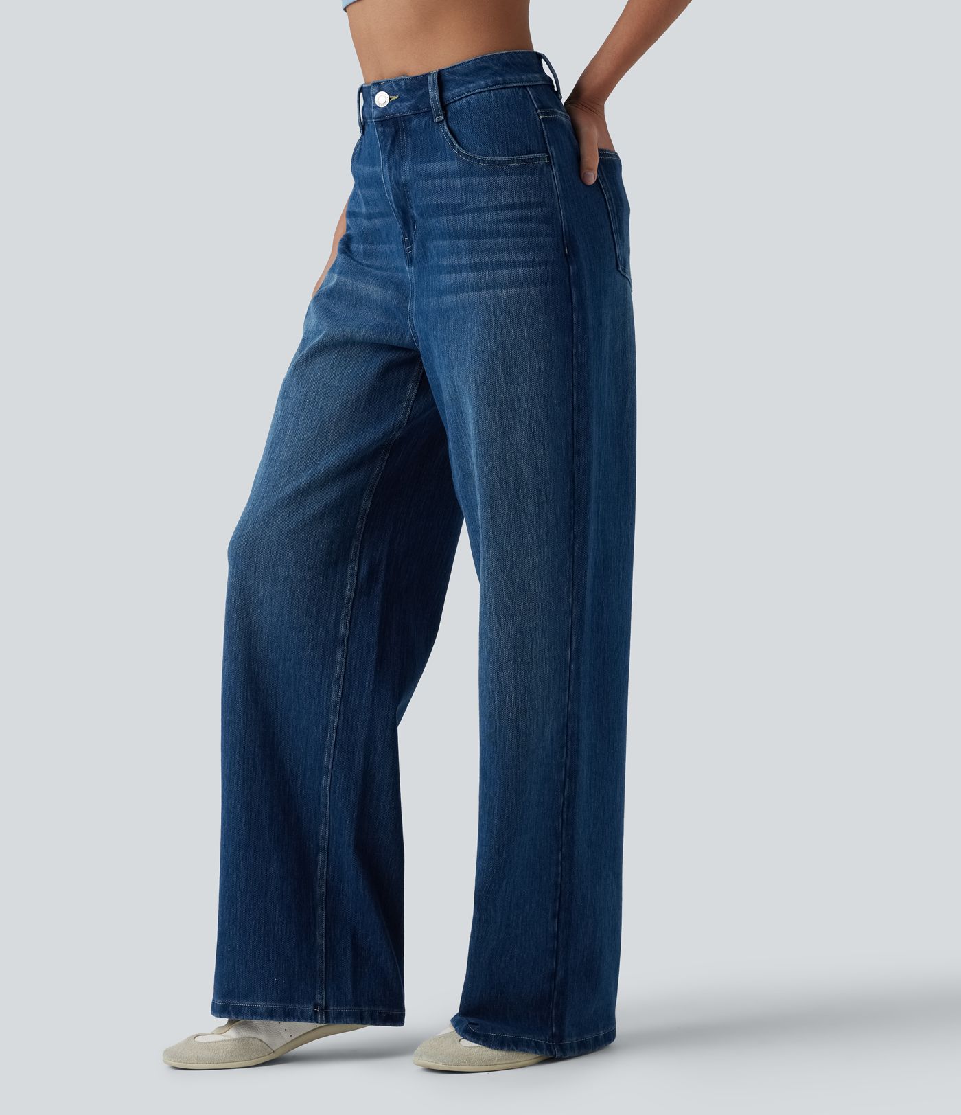 Halara Flex™ High Waisted Wide Leg Casual Jeans with Pockets