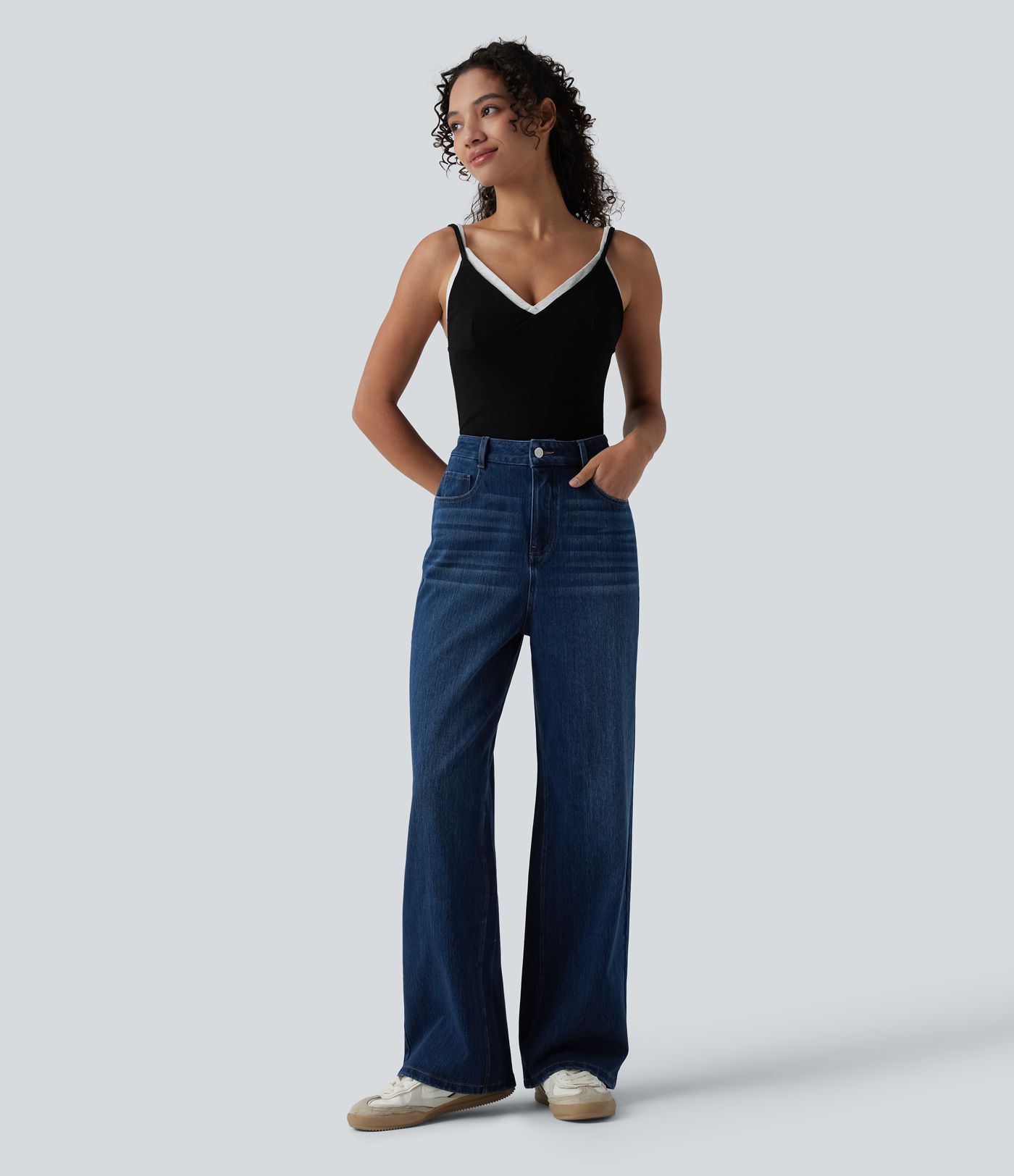 Halara Flex™ High Waisted Wide Leg Casual Jeans with Pockets