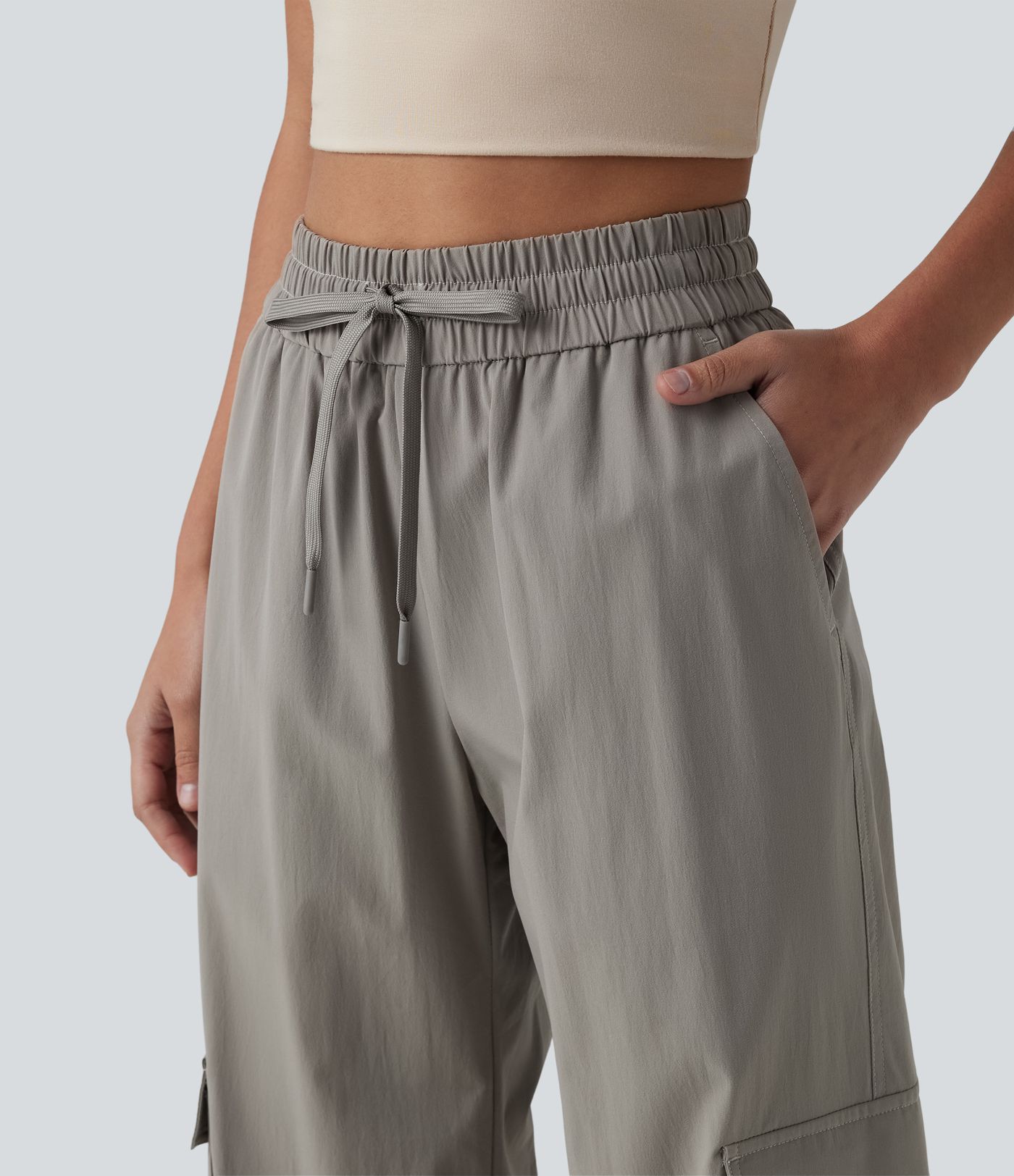 High Waisted Drawstring Casual Cargo Baggy Joggers with Pockets