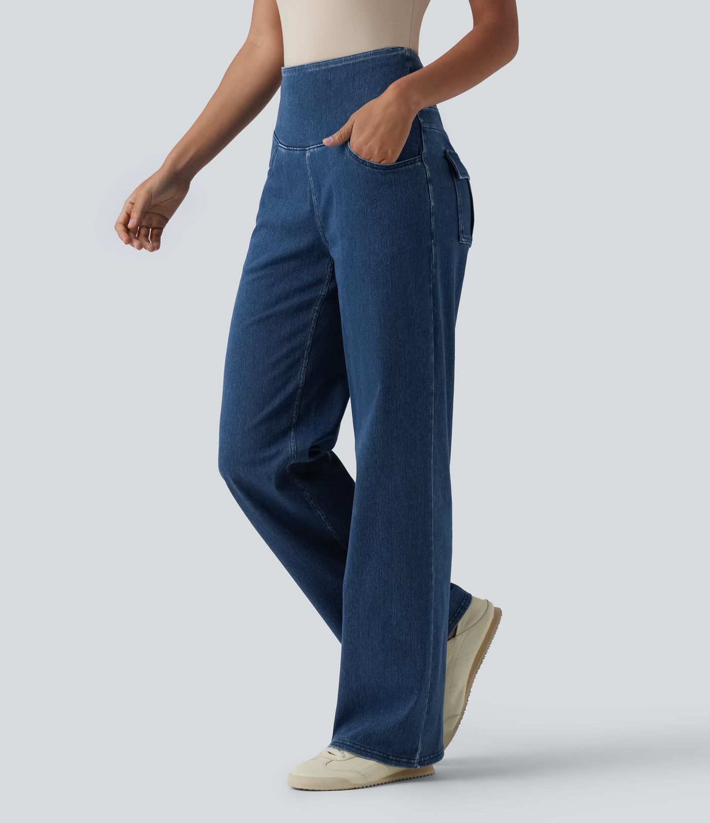 Halara Flex™ High Waisted Tummy Control Straight Leg Casual Jeans with Pockets