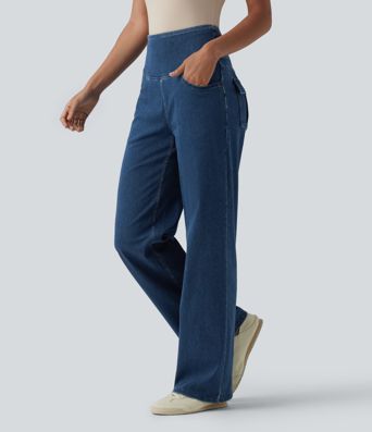 Halara Flex™ High Waisted Tummy Control Straight Leg Casual Jeans with Pockets