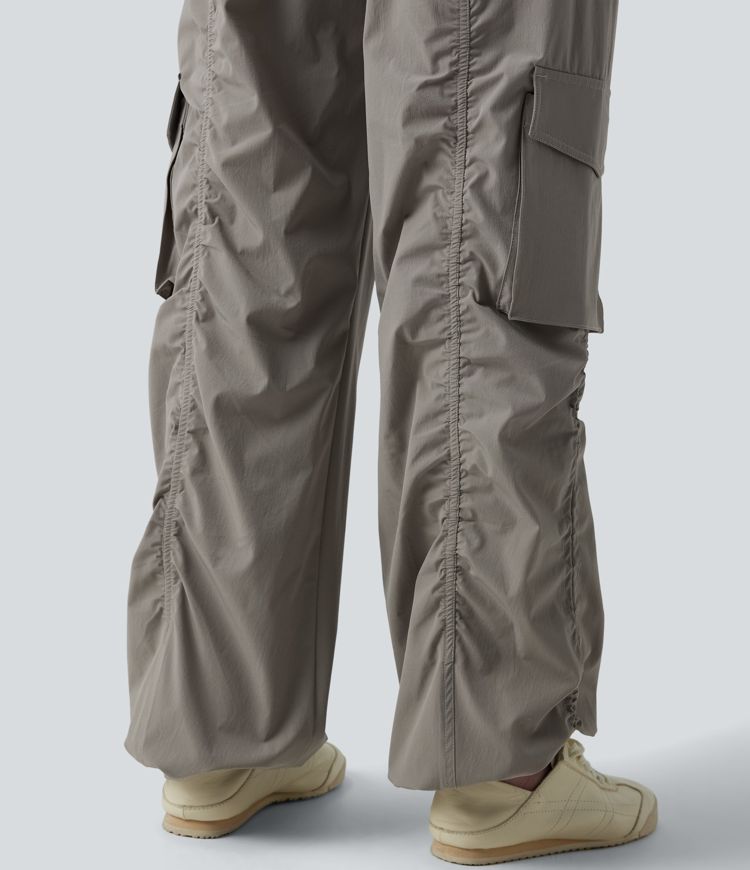 High Waisted Drawstring Casual Cargo Baggy Joggers with Pockets