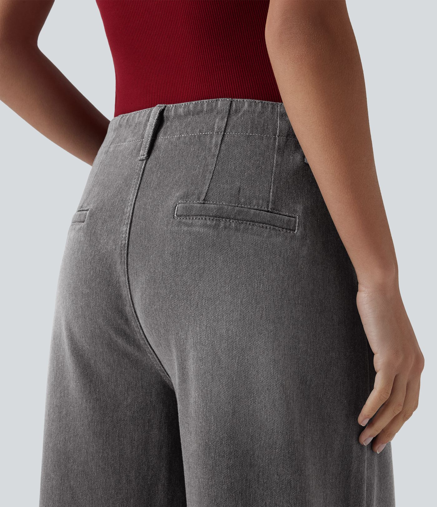 Halara Flex™ High Waisted Pockets Washed Casual Wide Leg Jeans