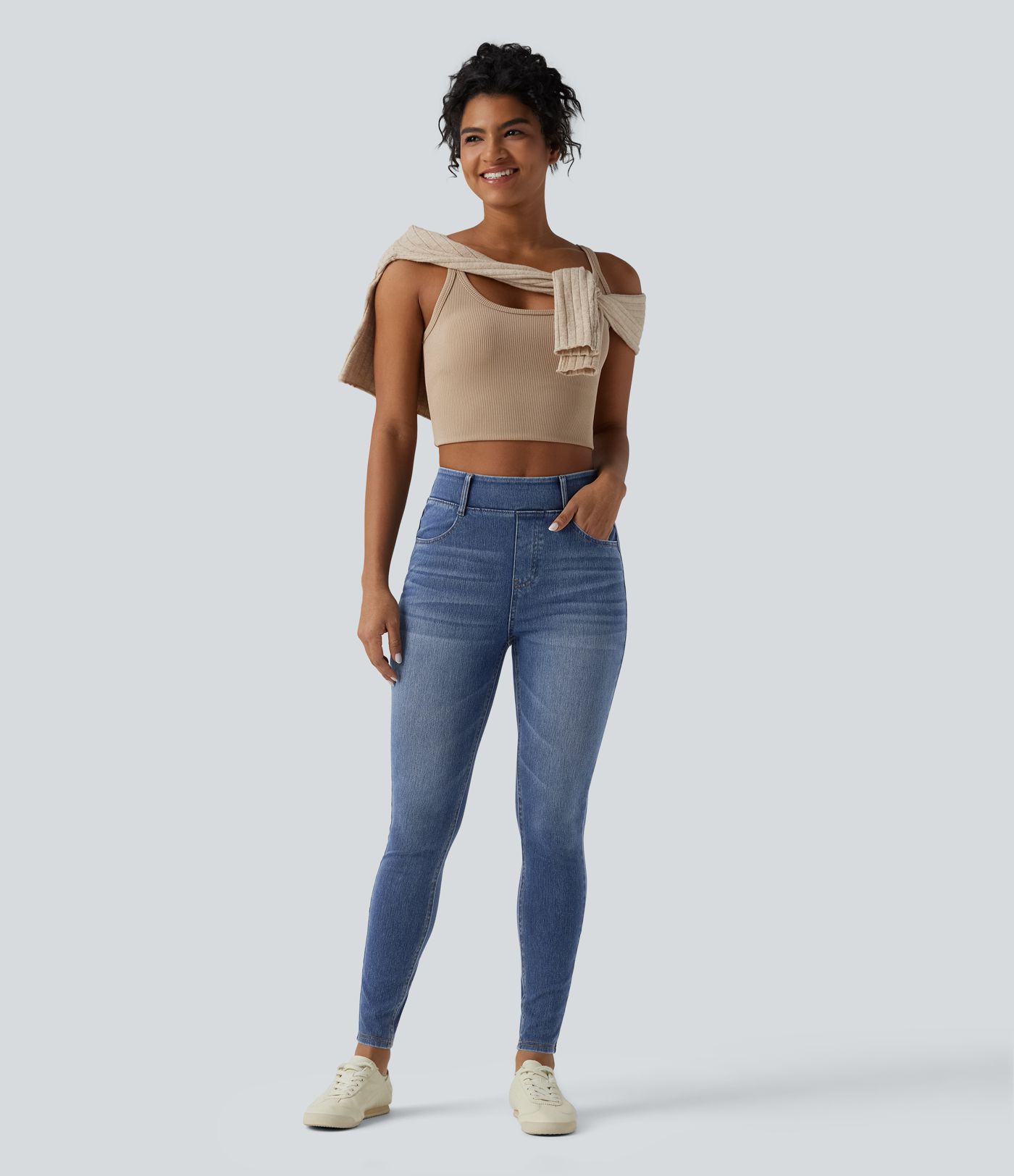 Halara Flex™ - Lässige Denim-Leggings mit hohem Bund und mehreren Taschen