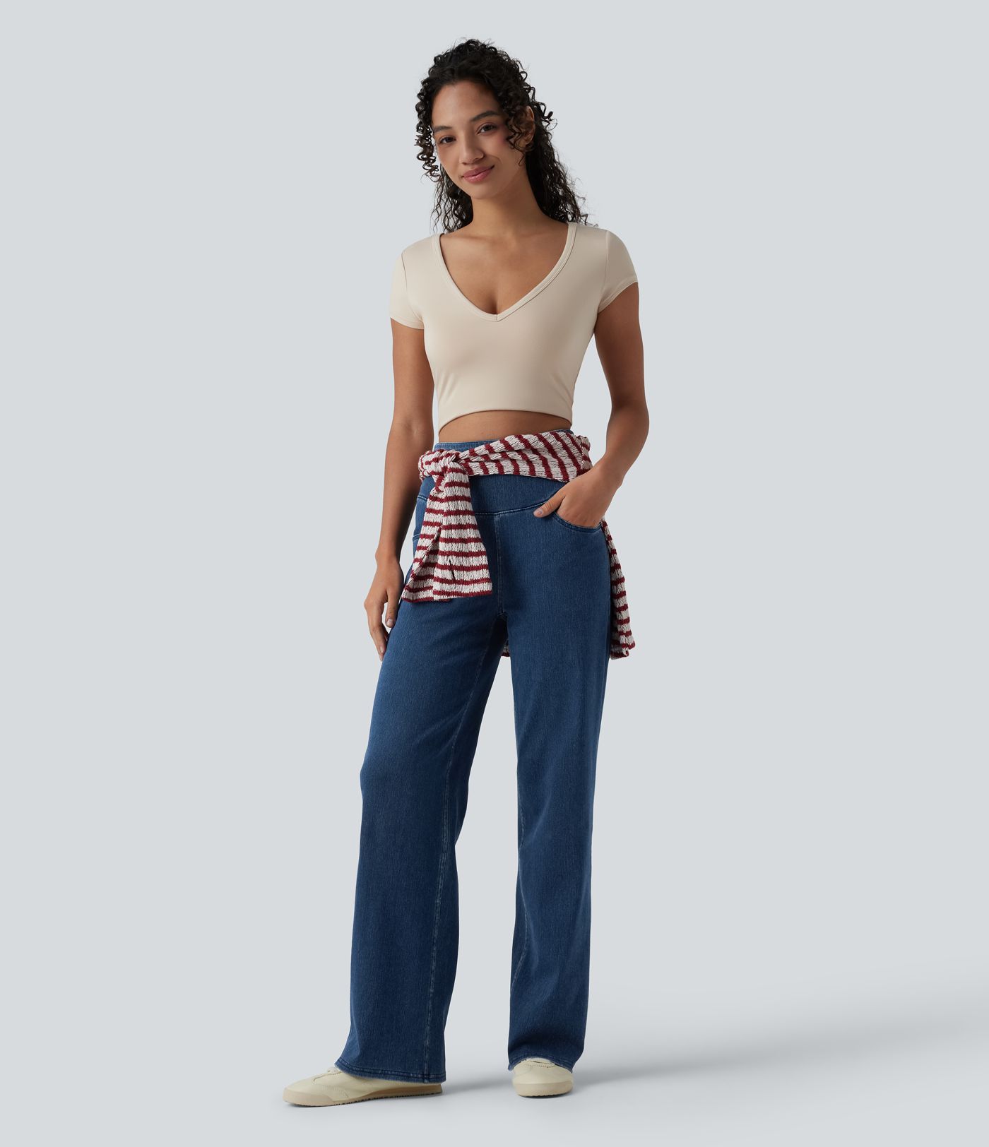 Halara Flex™ High Waisted Tummy Control Straight Leg Casual Jeans with Pockets