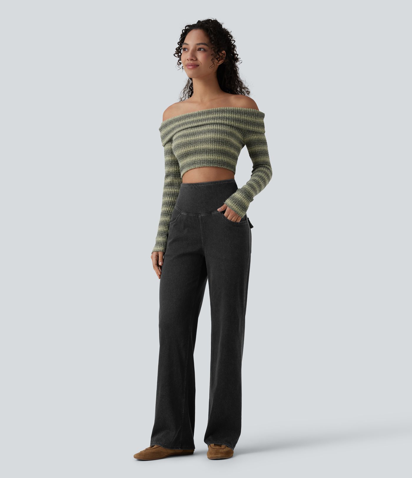 Halara Flex™ High Waisted Tummy Control Straight Leg Casual Jeans with Pockets