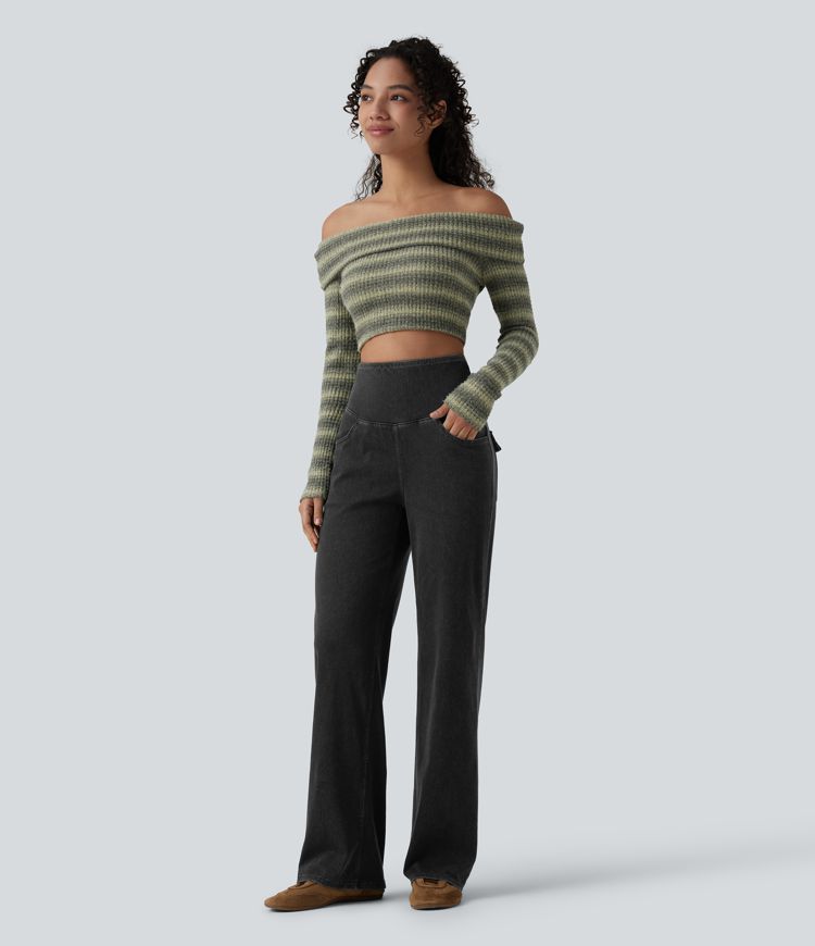 Halara Flex™ High Waisted Tummy Control Straight Leg Casual Jeans with Pockets