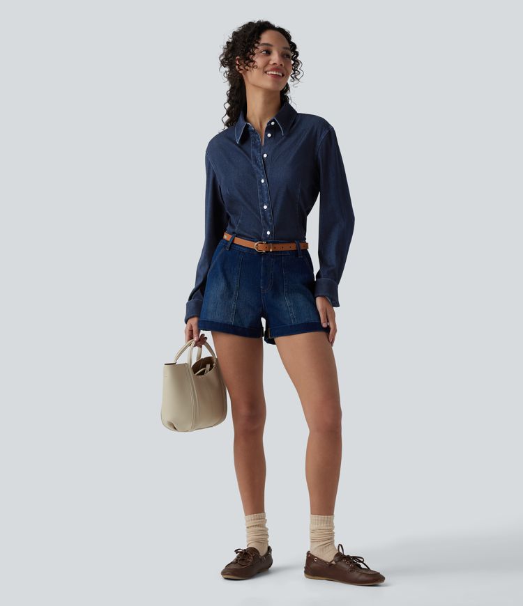 Chemise en jean Halara Flex™ décontractée à manches longues