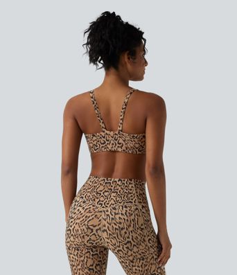 Halara UltraSculpt™ Leopard Print Medium Support Color Block Stripes Training Sports Bra