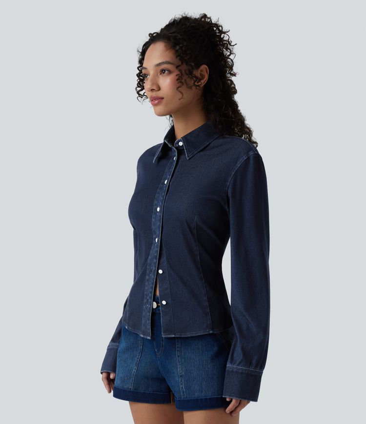 Chemise en jean Halara Flex™ décontractée à manches longues