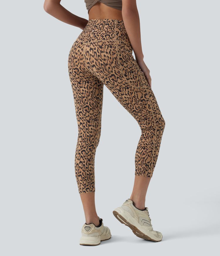 Halara UltraSculpt™ Leopard Print High Waisted Tummy Control Training Capri Leggings with Pockets