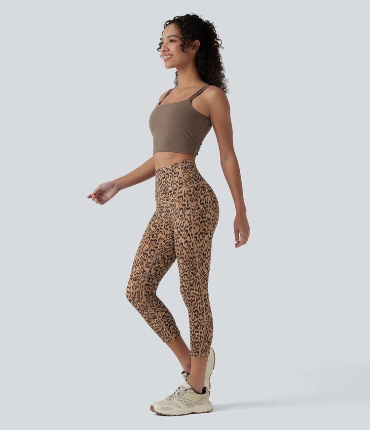 Halara UltraSculpt™ Leopard Print High Waisted Tummy Control Training Capri Leggings with Pockets