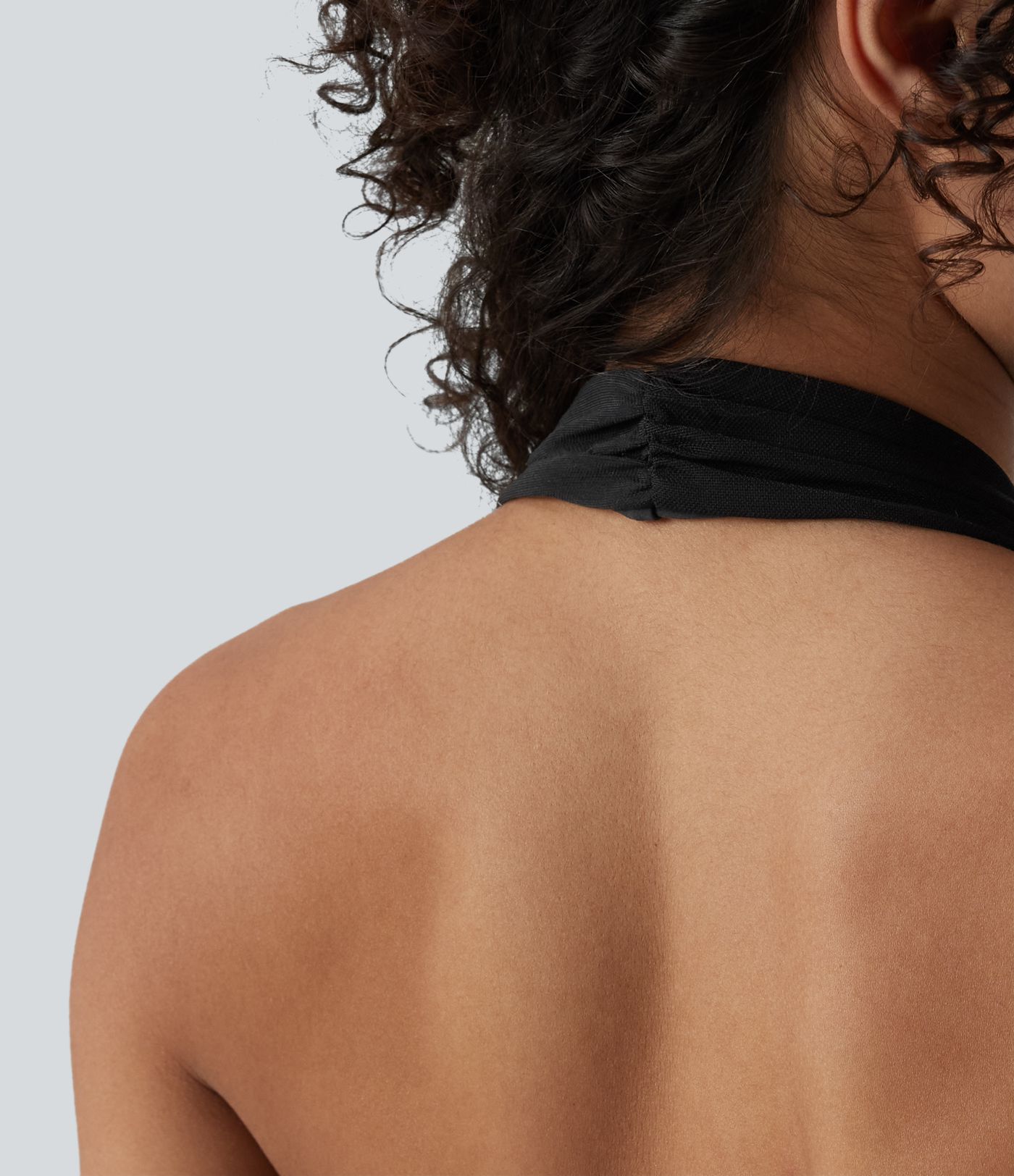 Deep V Neck Backless Ruched Drawstring Casual Halter Top