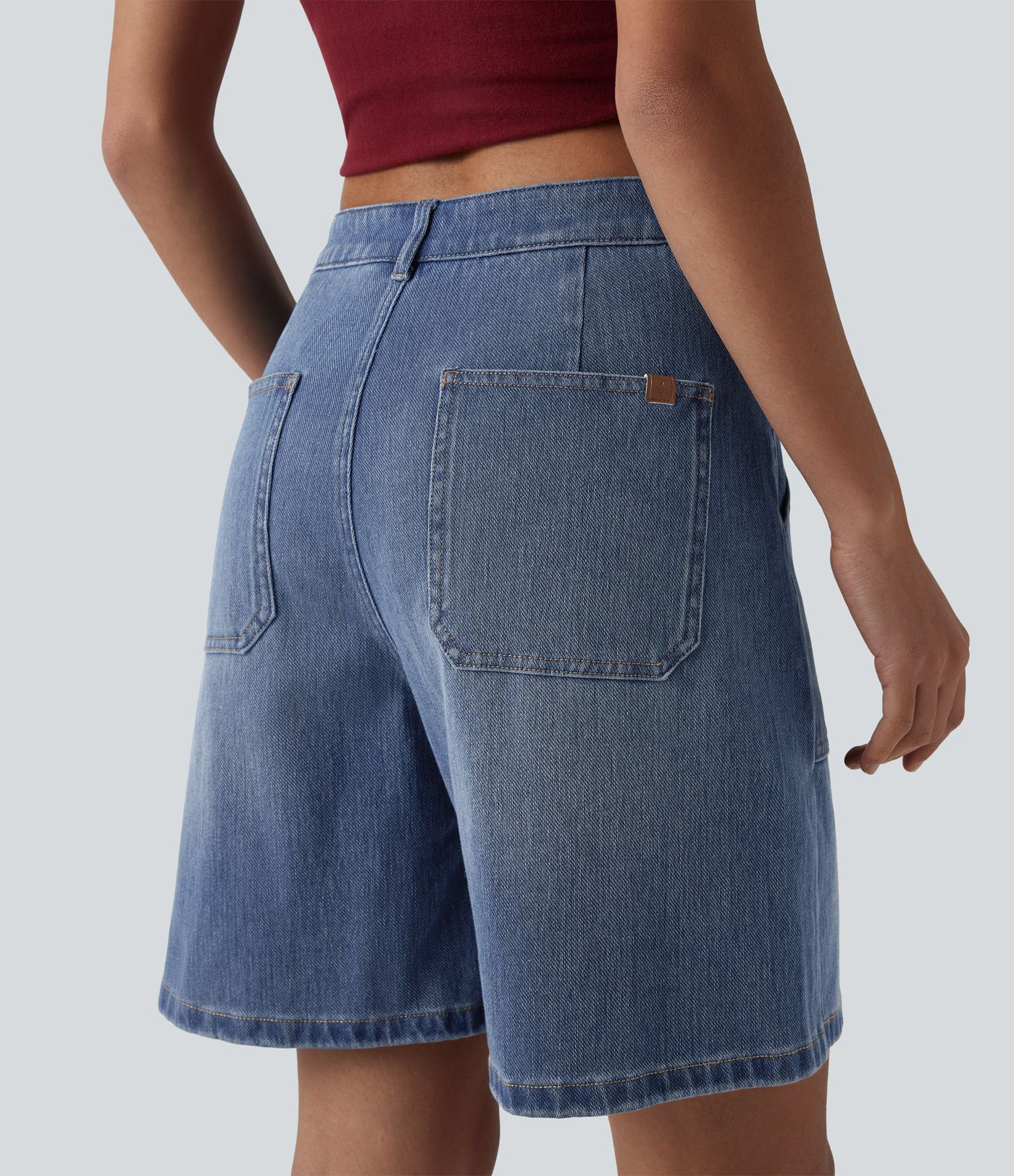 Halara Flex™ - Lässige, verwaschene Baggy-Shorts mit mittelhohem Bund und mehreren Taschen