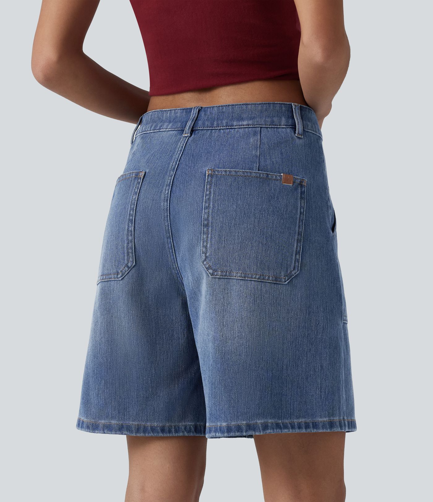 Halara Flex™ - Lässige, verwaschene Baggy-Shorts mit mittelhohem Bund und mehreren Taschen