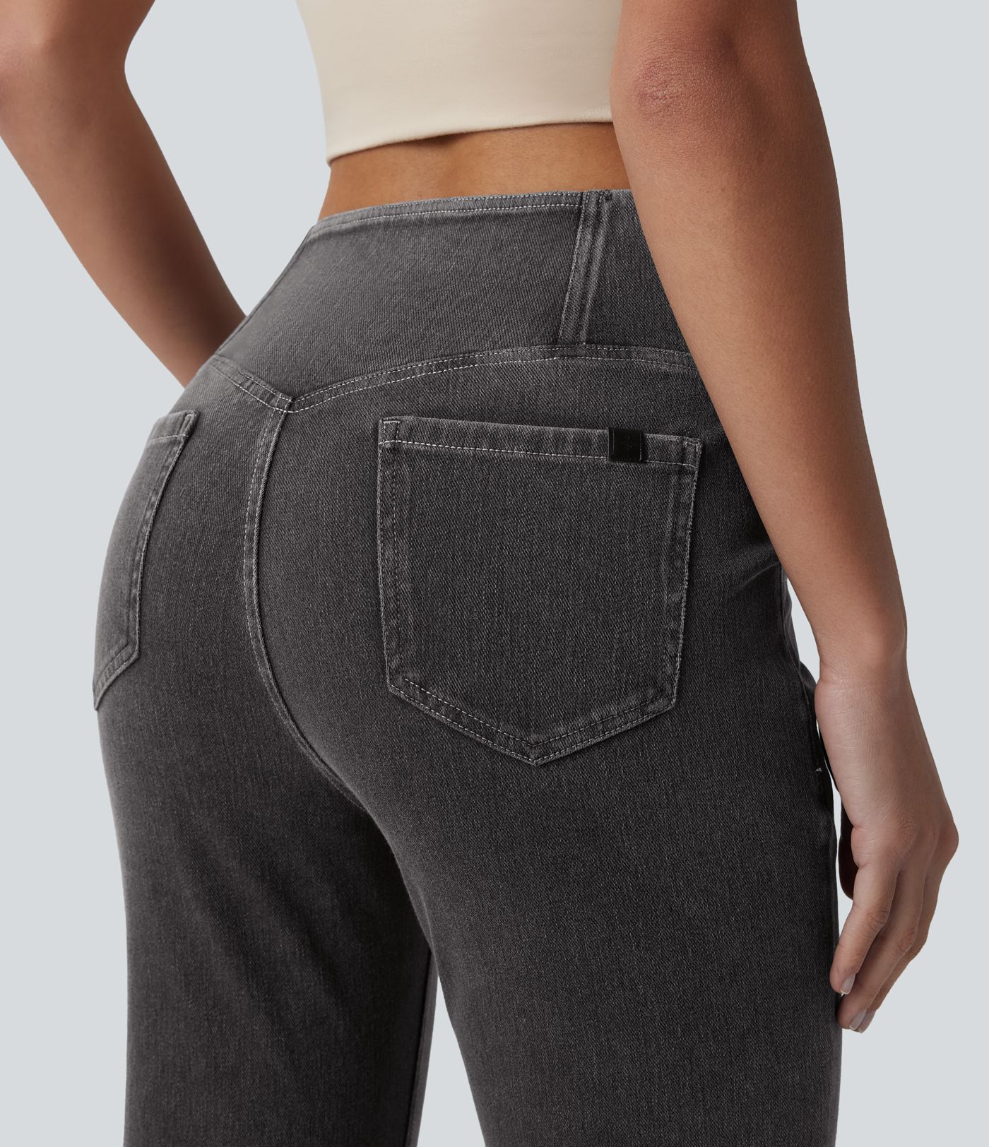 Halara Flex™ High Waisted Crossover Pocket Washed Casual Jeans