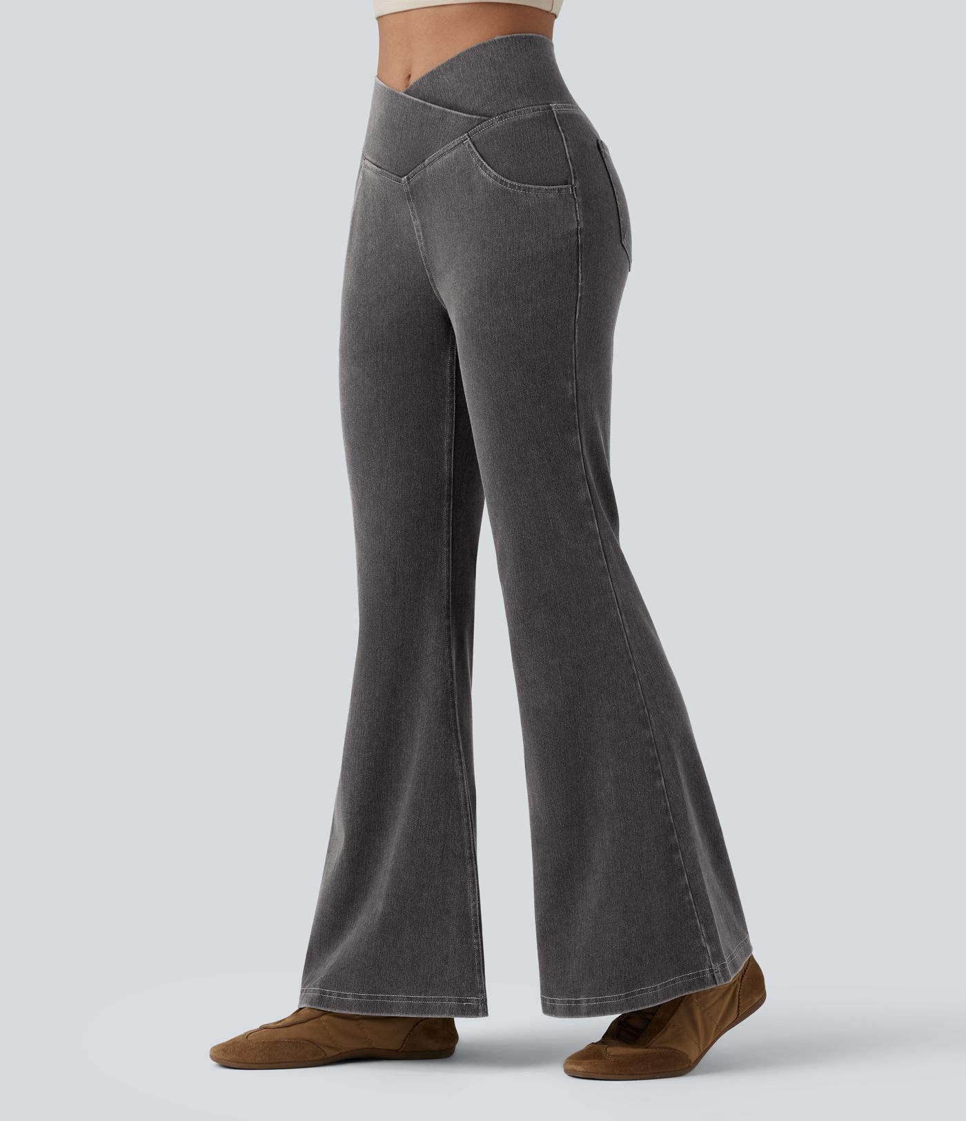 Halara Flex™ High Waisted Crossover Pocket Washed Casual Jeans