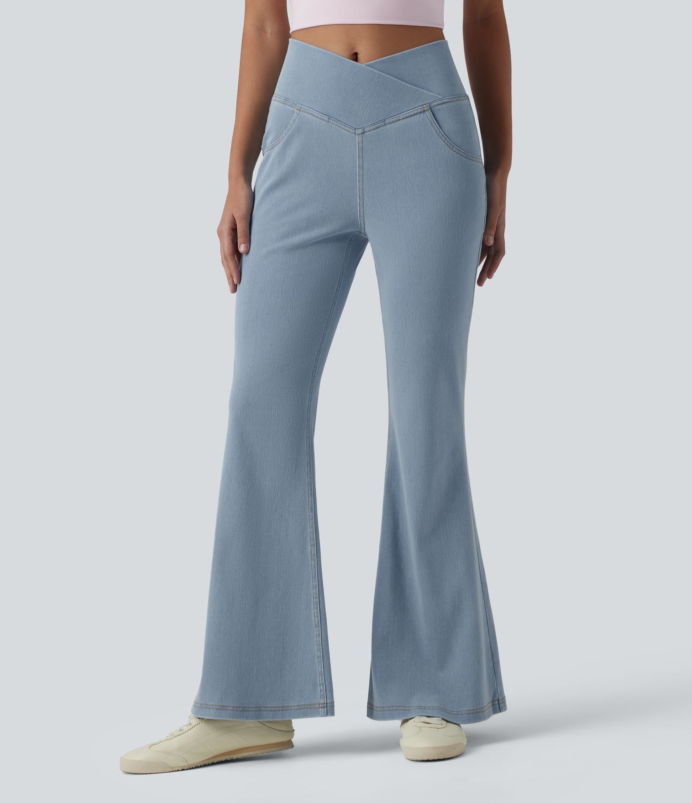 Halara Flex™ High Waisted Crossover Pocket Washed Casual Jeans