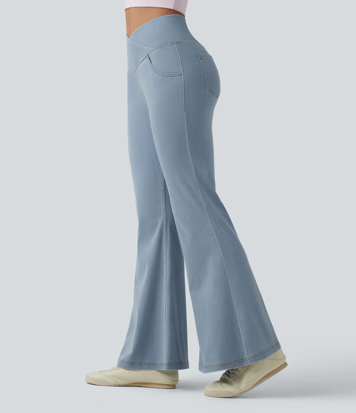 Halara Flex™ High Waisted Crossover Pocket Washed Casual Jeans