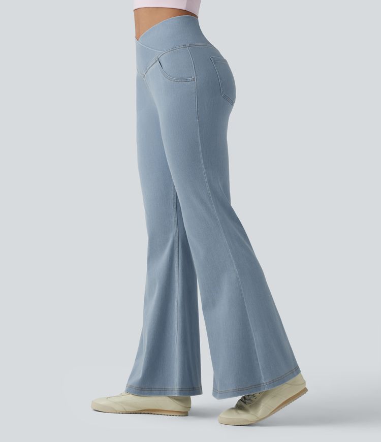 Halara Flex™ High Waisted Crossover Pocket Washed Casual Jeans