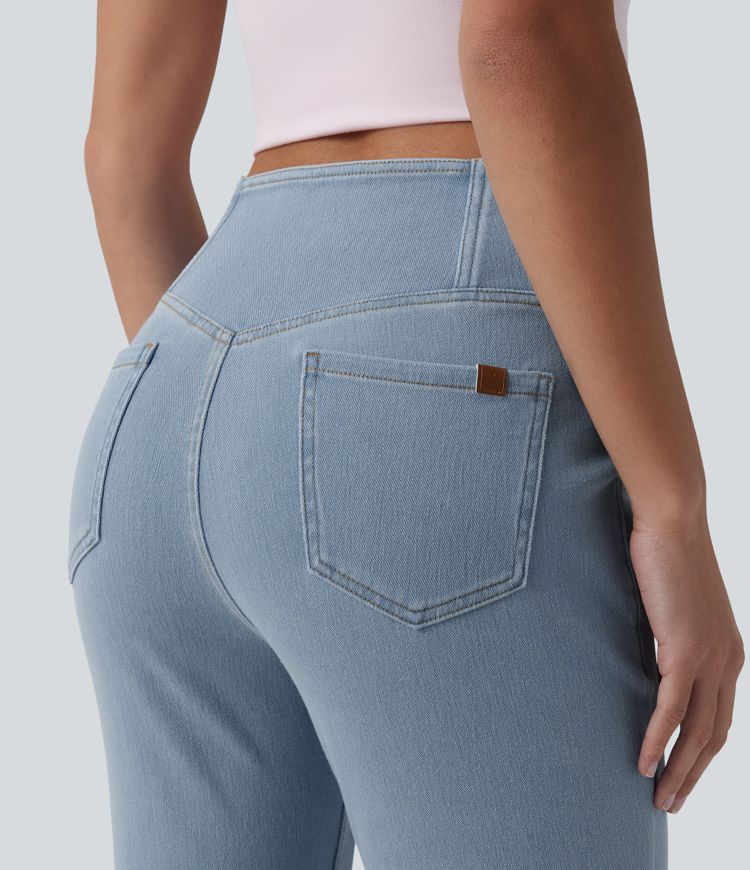 Halara Flex™ High Waisted Crossover Pocket Washed Casual Jeans