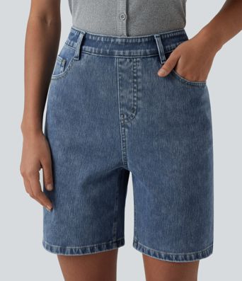 Halara Flex™ High Waisted Denim Casual Shorts 7'' with Pockets