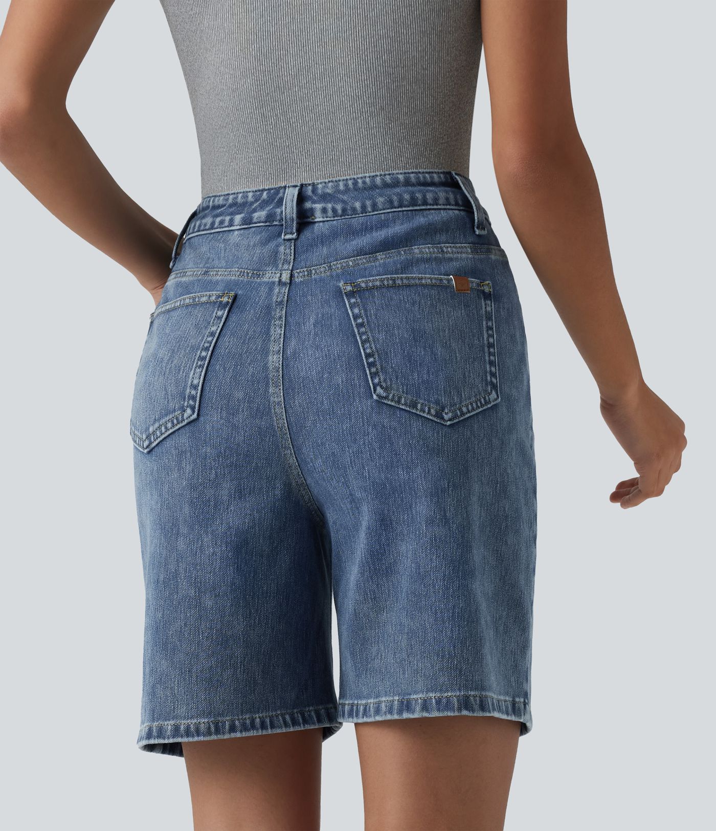 Halara Flex™ High Waisted Denim Casual Shorts 7'' with Pockets