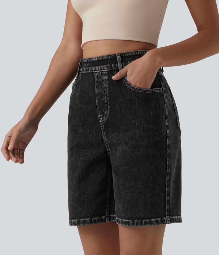 Halara Flex™ High Waisted Denim Casual Shorts 7'' with Pockets
