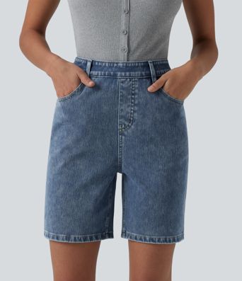 Halara Flex™ High Waisted Denim Casual Shorts 7'' with Pockets