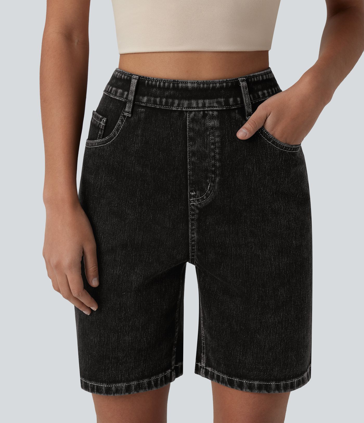 Halara Flex™ High Waisted Denim Casual Shorts 7'' with Pockets
