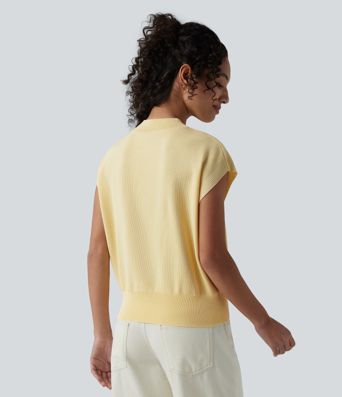 Hversdagsleg ermalaus peysa með hringhálsi