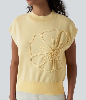 Hversdagsleg ermalaus peysa með hringhálsi