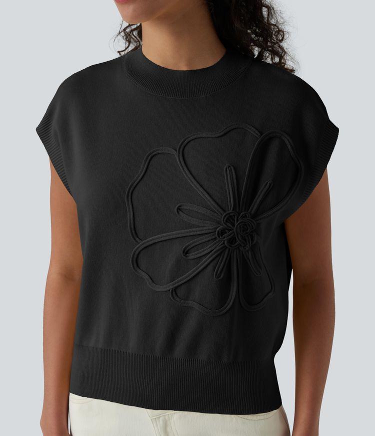 Crew Neck Sleeveless Casual Sweater